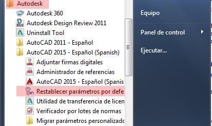 Restablecer valores por defecto en Autocad