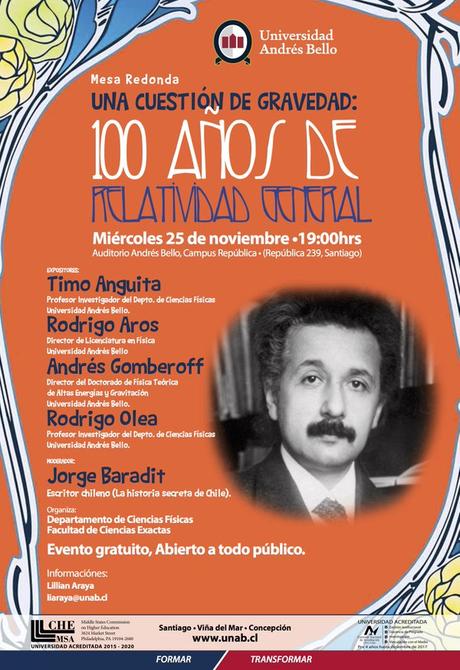 Mesa redonda “Una cuestión de gravedad” en la UNAB, Santiago “Una cuestión de gravedad: 100 años de Relatividad General”