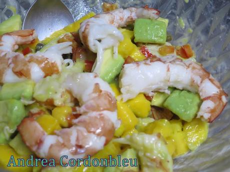 Ensalada aguacate gambones. cocina vikika