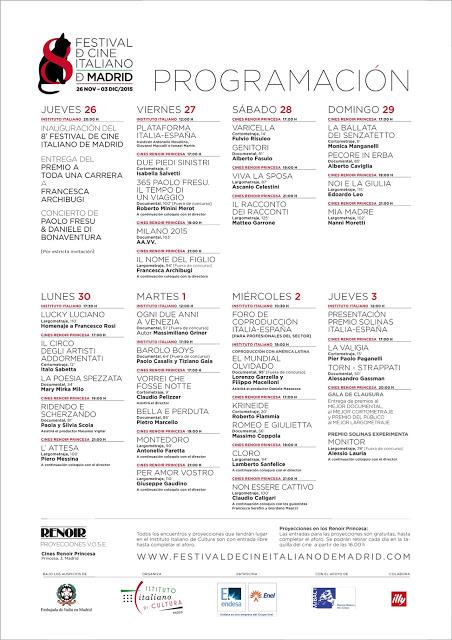 VIII FESTIVAL DE CINE ITALIANO DE MADRID - Programación