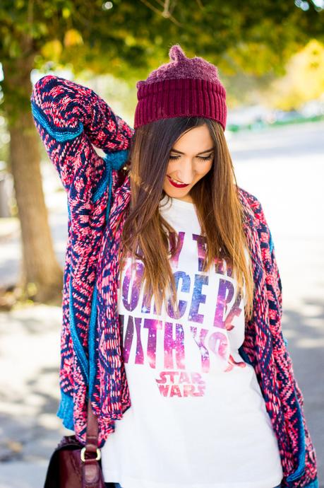 MAY THE FORCE BE WITH YOU- STAR WARS TEE burgundy beanie