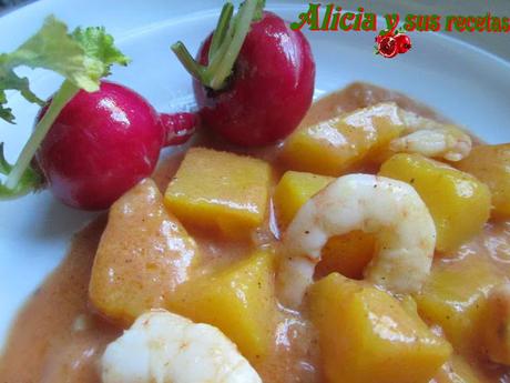 CURRY CON GAMBAS Y MANGO