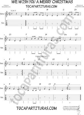 We Wish you a Merry Christmas Tablatura del punteo de guitarra Villancico en Fa Tubepartitura We Wish you a Merry Christmas Tablatura del punteo de guitarra Villancico en Fa