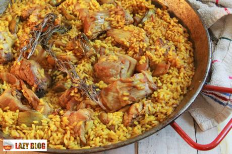 Paella de conejo y alcachofas. Receta