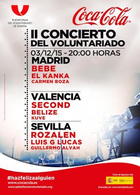 Bebe, Rozalén y Second, en los conciertos por el voluntariado en Madrid, Valencia y Sevilla
