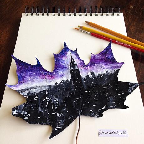 Joanna Wirazka, las hojas como lienzo joanna-wirazka-pintar-hojas-noticias-totenart-02