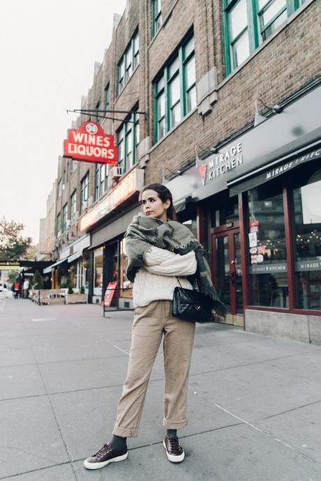 Bleecker St New_York-NYC-Collage_Vintage-Aritzia-Scarf-Masculine_Trousers-Superga_Sneakers-Outfit-Look_of_the_Day-Street_Style-17