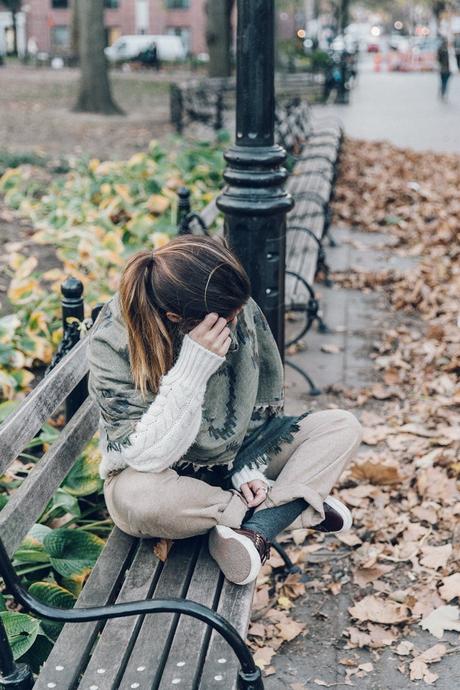 Bleecker St New_York-NYC-Collage_Vintage-Aritzia-Scarf-Masculine_Trousers-Superga_Sneakers-Outfit-Look_of_the_Day-Street_Style-4