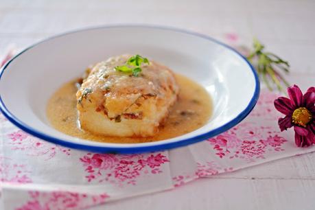 Cachopo de merluza en salsa