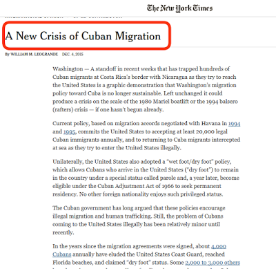 The New York Times: migración cubana una politica insostenible