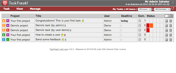 TaskFreak!: el gestor de tareas de código abierto TaskFreak!