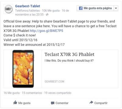 Sorteo Internacional Teclast X70r 3G, de GearBest