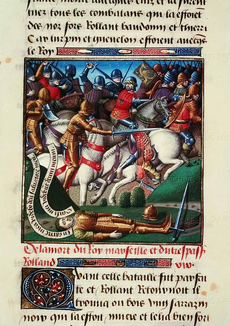 Roncesvalles, la batalla que bien valió un Cantar “The death of Roland” Imagen del códice “Miroir Historial” de Vincent de Beauvais, Siglo XIII