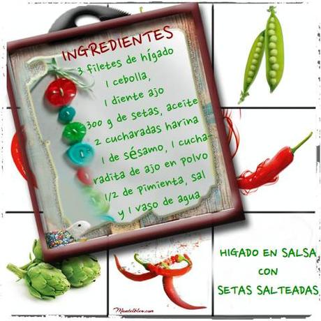 Hígado en salsa con setas salteadas Higado en salsa con setas salteadas etiqueta