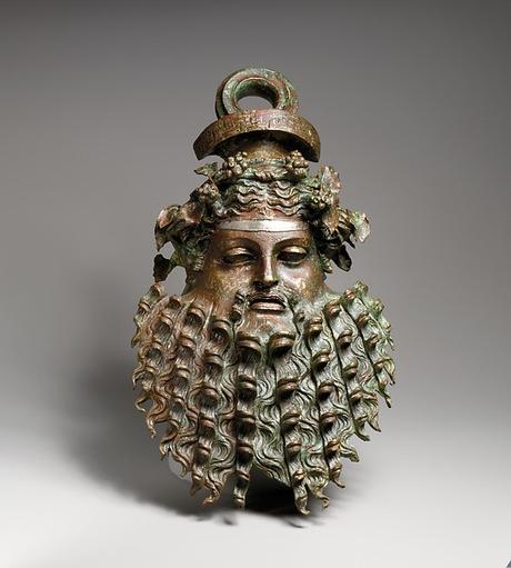 Bronze handle attachment in the form of a mask