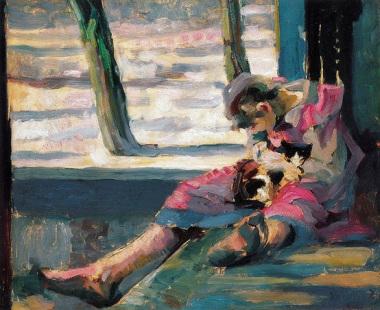 Cuadros de gatos y mujeres por el pintor húngaro János Vaszary Adolescente con gato