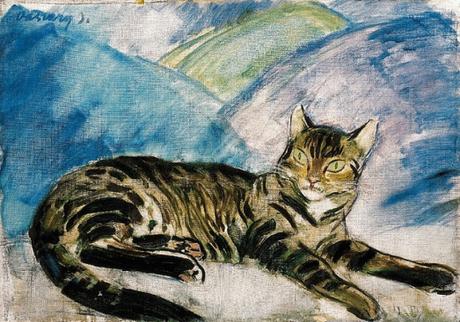 Cuadros de gatos y mujeres por el pintor húngaro János Vaszary Gato en cojines
