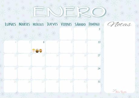 Imprimible: Calendario Enero 2016