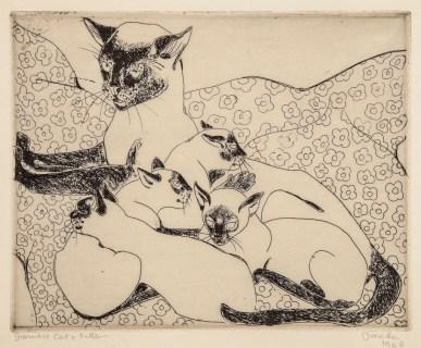 La colección de gatos de Marianne C. Gourary Gata siamesa y gatitos, de Orovida Camille Pissarro (1946)