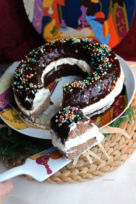 Roscón de Reyes de chocolate y moka - sin masa madre