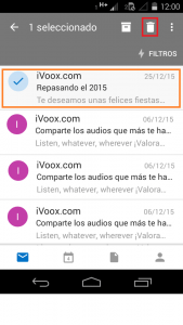 Eliminar mensajes en Outlook para Android