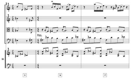 Análisis del Theme #2 para cuarteto de cuerda y arpa de Daniel Flors.