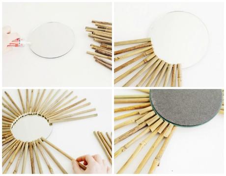 DIY espejo sol de bambú DIY espejo sol de bambú