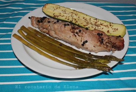 Solomillo al horno con verdura