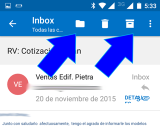 Como Archivar y mover correos desde App Movil Outlook