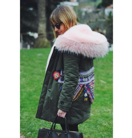 Pink parka. Pink parka.