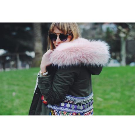 Pink parka. Pink parka.