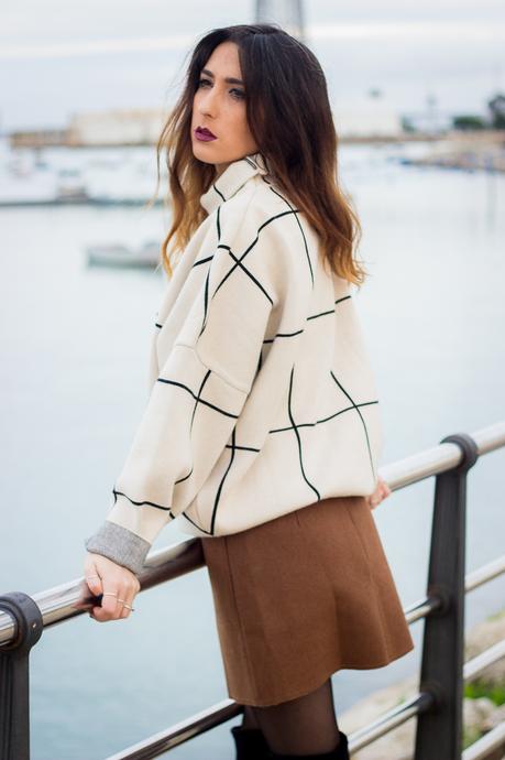 PLAIDS+OVER THE KNEE BOOTS jersey de cuadros