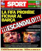 Trato de la prensa catalana en la sanción de la Fifa al Barcelona y Real Madrid