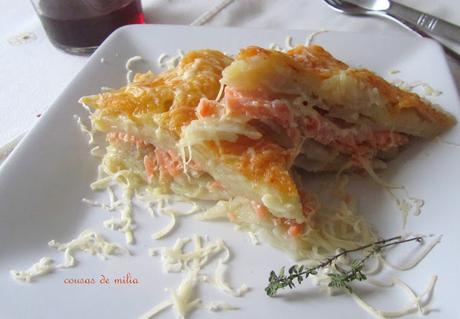 Patatas gratinadas con salmón