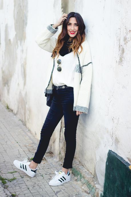 ADIDAS SUPERSTAR black and white cardigan