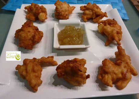 Buñuelos de feta,membrillo y beicon con mermelada de cebolla Buñuelos de feta,membrillo y beicon con mermelada de cebolla