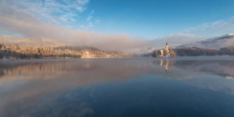 lago bled en invierno