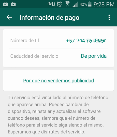 WhatsApp gratis de por vida