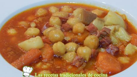 Receta de potaje de garbanzos con jamón