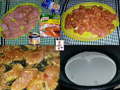 PECHUGA DE POLLO CON CEBOLLA Y NATA ACOMPAÑADA DE ARROZ BLANCO PECHUGA DE POLLO CON CEBOLLA Y NATA ACOMPAÑADA DE ARROZ BLANCO