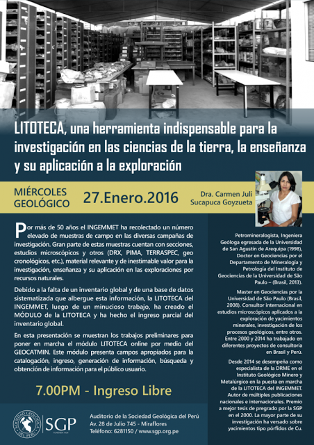 Conferencia en la SGP el miércoles 27-enero-2016 Conferencia en la SGP el miércoles 27-enero-2016