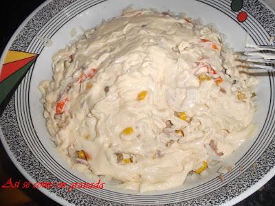 Ensalada de arroz con mayonesa