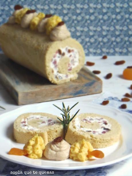 BRAZO DE GITANO SALADO CON MOUSSE DE OREJONES Y MOUSSE DE FOIE