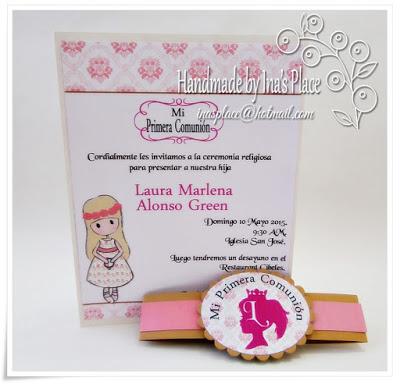 Invitación Mi Primera Comunión - Sweet Princess Damask.