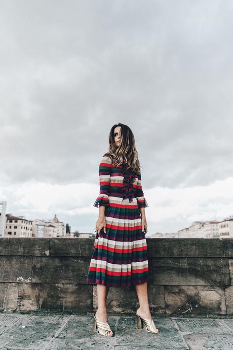 Fireze4Ever Style Lab I Firenze4Ever-Luisa_VIa_Roma-Gucci_Striped_Dress-Gucci_Gold_Sandals-Outfit-Florence-Street_Style-52