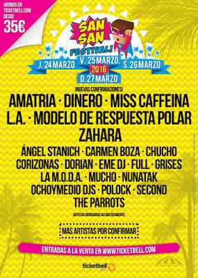 SanSan Festival 2016: Miss Caffeina, Dinero, Zahara, Amatria, Modelo de Respuesta Polar y L.A.