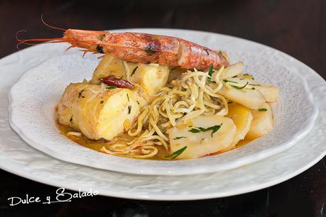 Merluza con Langostinos y Gula al Cava