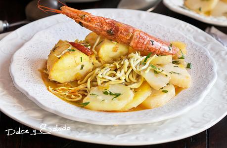 Merluza con Langostinos y Gula al Cava