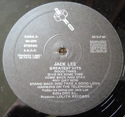 Jack Lee -Greatest hits Vol 1 Lp 1987 (1981)