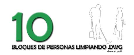 10 bloques para descargar .dwg. Silueta de personas limpiando